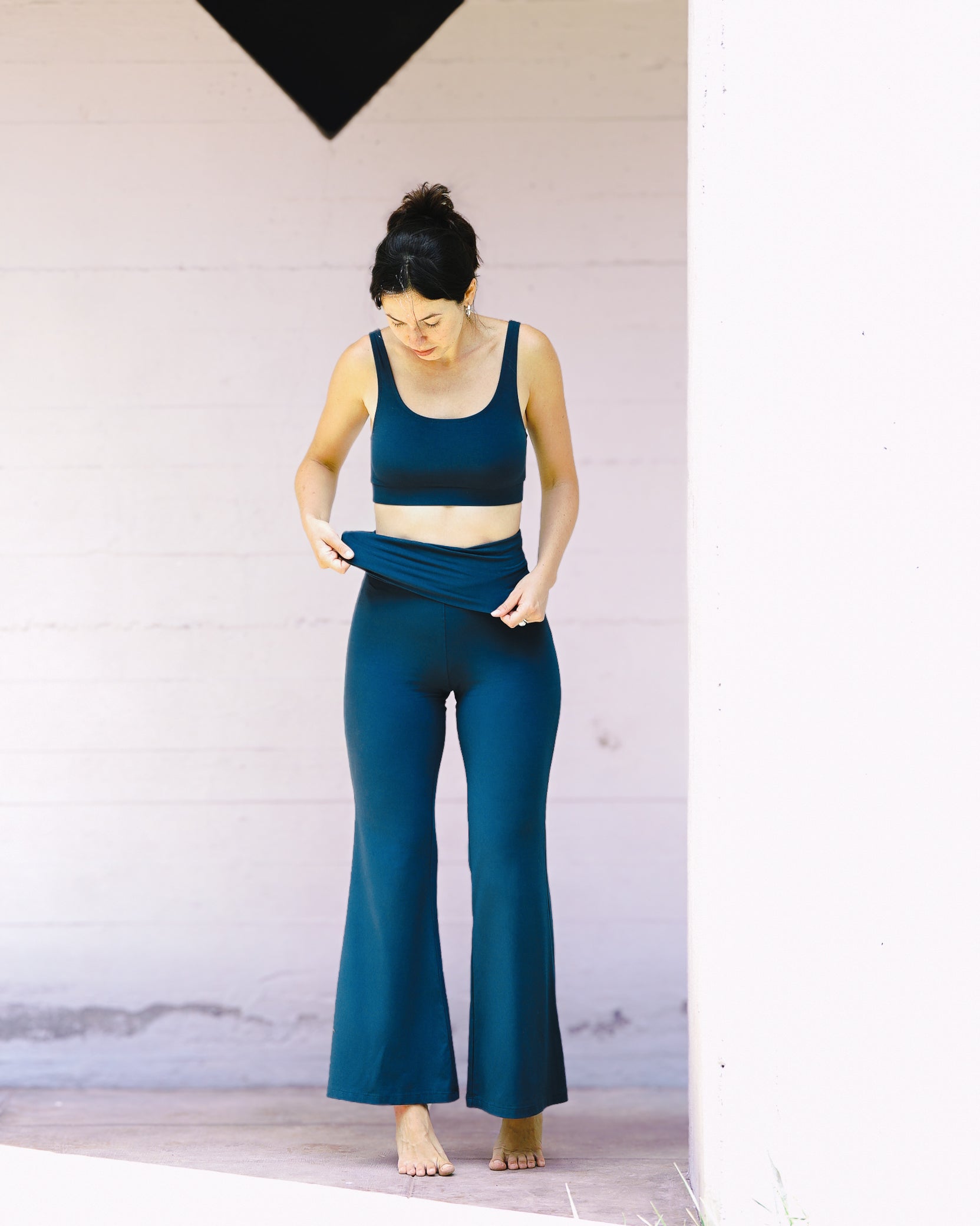 Top yoga donna viscosa ottanio