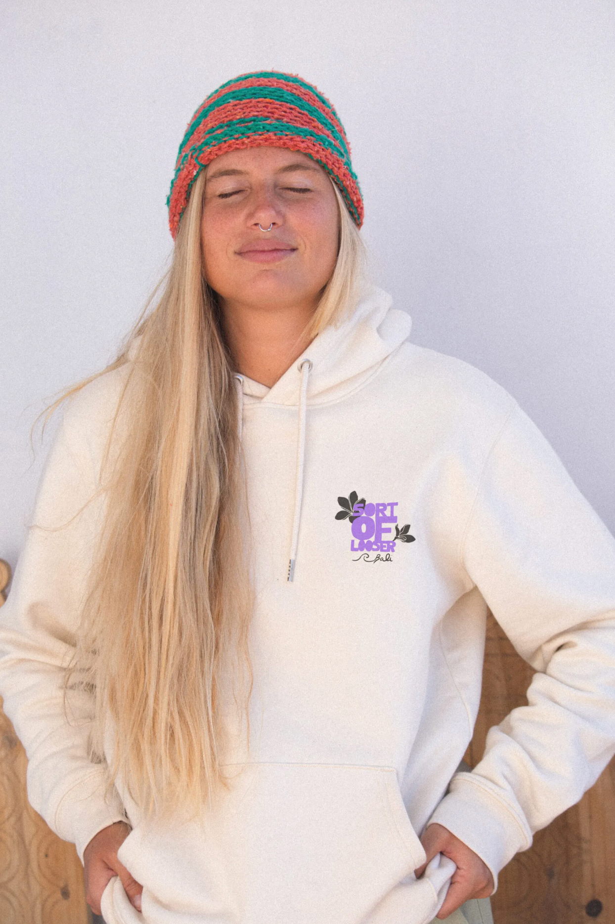 Felpa unisex cappuccio Barong panna