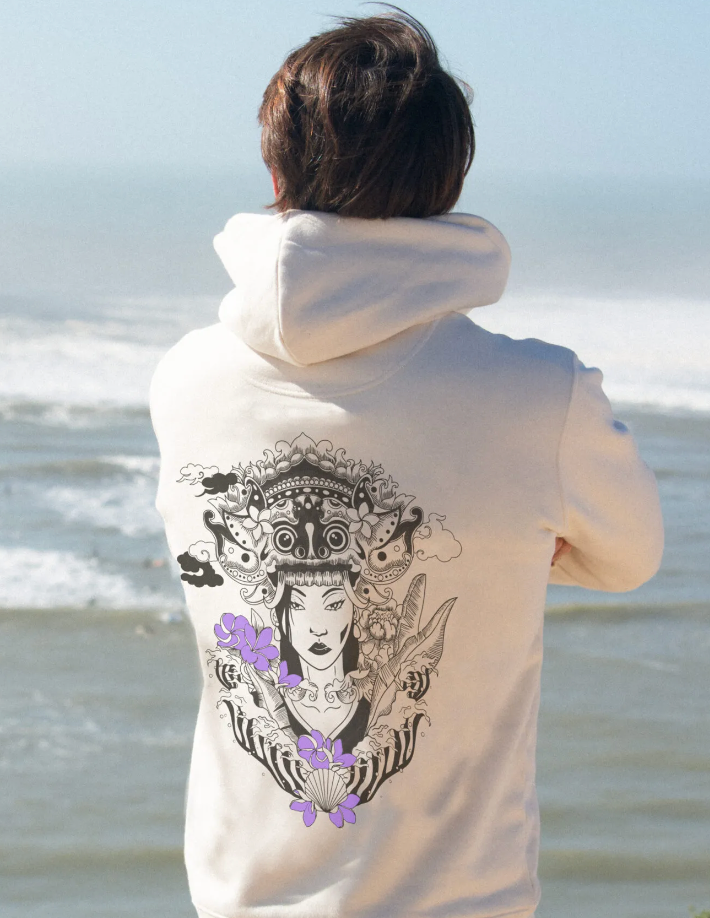 Felpa unisex cappuccio Barong panna