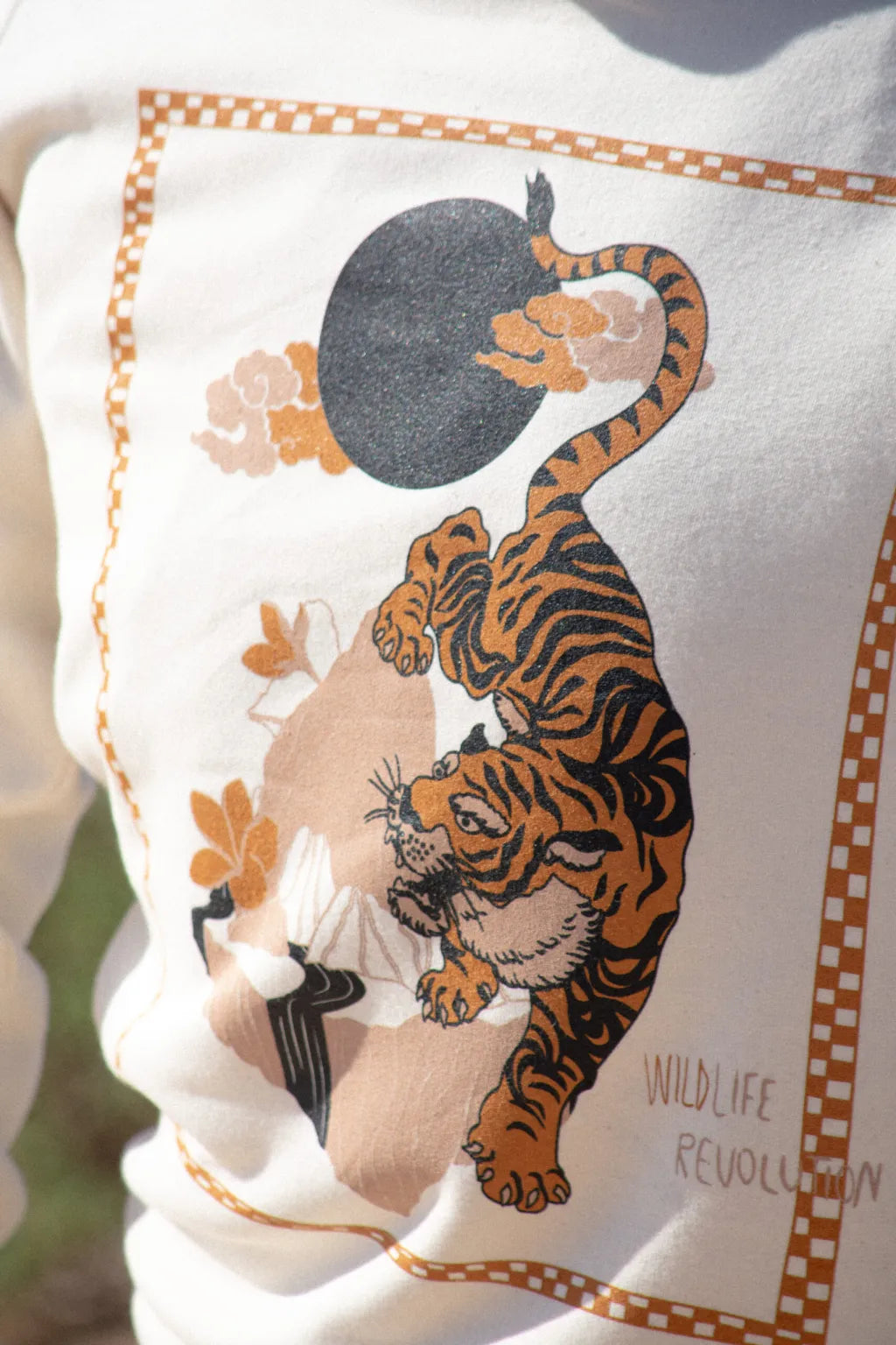 Felpa unisex cappuccio Tiger panna