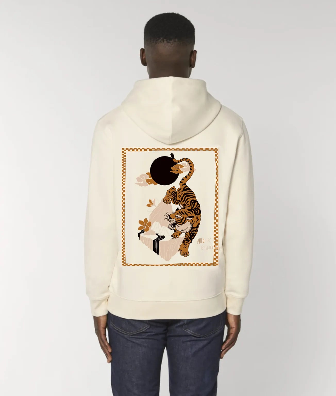 Felpa unisex cappuccio Tiger panna