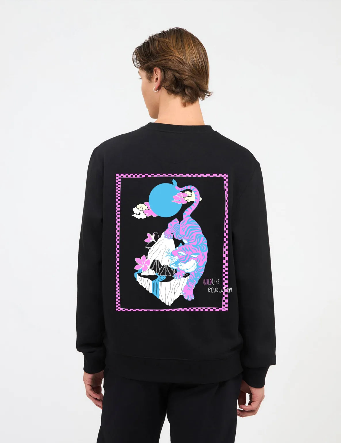 Felpa unisex girocollo Tiger nera